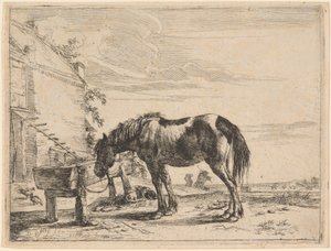 Un Caballo Atado a un Pesebre de Dirck Stoop