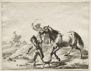 Un niño llevando un caballo a beber de Dirck Stoop