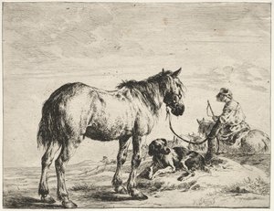 Caballo atado a un poste de Dirck Stoop