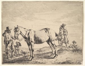 Hombre sosteniendo un caballo por las riendas de Dirck Stoop