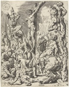 Cristo en la cruz La caída y la redención de la humanidad a través de la vida y la pasión de Cristo (título de la serie) de Dirck Volckertsz. Coornhert (attributed to)