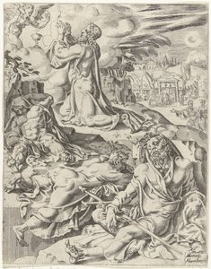 Cristo en el Huerto de Getsemaní La caída y la redención de la humanidad a través de la vida y la pasión de Cristo (título de la serie) de Dirck Volckertsz. Coornhert (attributed to)