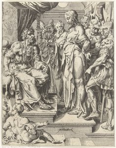 Cristo ante Herodes La caída y la redención de la humanidad a través de la vida y la pasión de Cristo (título de la serie) de Dirck Volckertsz. Coornhert (attributed to)