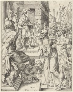 Cristo ante Pilato La caída y la redención de la humanidad a través de la vida y la pasión de Cristo (título de la serie) de Dirck Volckertsz. Coornhert (attributed to)