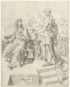 Conversación con la mujer samaritana La caída y la redención de la humanidad a través de la vida y la pasión de Cristo (título de la serie) de Dirck Volckertsz. Coornhert (attributed to)