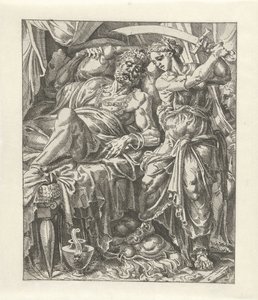 Judit onthoofdt Holofernes Judit en Holofernes (series title) de Dirck Volckertsz. Coornhert (attributed to)
