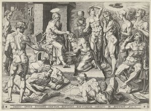 Pablo bautiza a los habitantes de Éfeso de Dirck Volckertsz. Coornhert (attributed to)