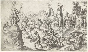 Vuelo a Egipto de Dirck Volckertsz. Coornhert (attributed to)