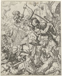 Huida del ejército asirio Judit y Holofernes (título de serie) de Dirck Volckertsz. Coornhert (attributed to)