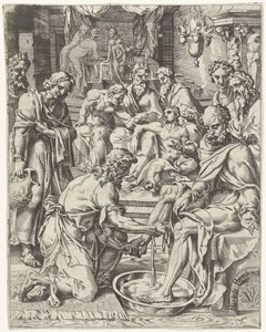 lavado de pies La caída y la redención de la humanidad a través de la vida y la pasión de Cristo (título de la serie) de Dirck Volckertsz. Coornhert (attributed to)