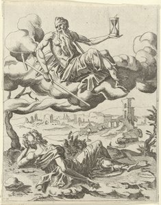 El tiempo conquista la fama Triunfos de Petrarca (título de la serie) de Dirck Volckertsz. Coornhert (possibly)