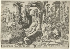 Balaam (Balaam) un ángel de Dirck Volckertsz. Coornhert