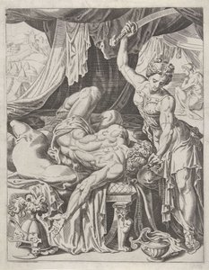 Judith le corta la cabeza a Holofernes Listas de mujeres (título de la serie) de Dirck Volckertsz. Coornhert