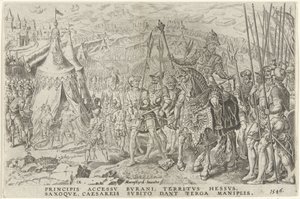 Campamento imperial en Ingolstadt, 1546
Victorias de Carlos V (título de la serie)
Divi Caroli. V. imp. opt. max. victoriae, ex multis praecipuae (título de la serie) de Dirck Volckertsz. Coornhert