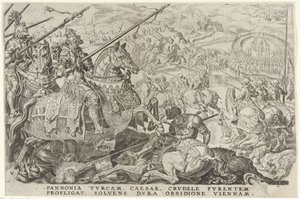 Relieve de Viena, 1529 Victorias de Carlos V (título de la serie) Divi Caroli. v. imp. optar. max victoriae, ex multis praecipuae (título de la serie) de Dirck Volckertsz. Coornhert