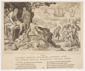 Las tropas imperiales llevando la civilización a los indios de Dirck Volckertsz. Coornhert