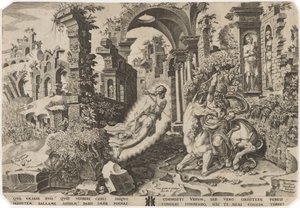 Balaam y el ángel de Dirck Volckertz Coornhert, after Maerten van Heemskerck
