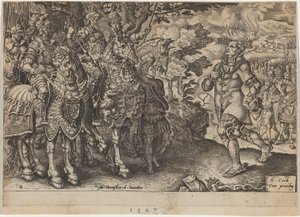 La Rendición de Juan Federico, Elector de Sajonia, Después de la Batalla de Mühlberg de Dirck Volckertz Coornhert, after Maerten van Heemskerck
