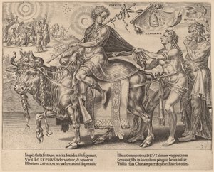 El triunfo de José de Dirck Volckertz Coornhert after Maerten van Heemskerck