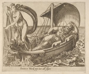 La fortuna no vela por todos los durmientes de Seis dichos sobre la fortuna, ca. 1560 de Dirck Volkertsen Coornhert