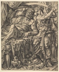 Judith decapitando a Holofernes, de La historia de Judith y Holofernes de Dirck Volkertsen Coornhert