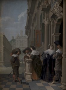Conversación fuera de un palacio de Dirck van Delen