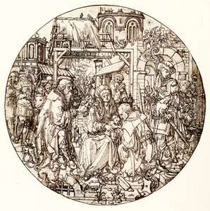 Los Reyes Magos adoran al niño Jesús de Dirk Jacobsz Vellert