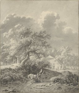 paisaje con caballo y carruaje de Dirk Jan van der Laan
