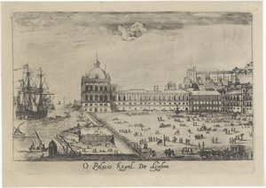 Vista del Palacio Real de Lisboa O Palacio Real de Lixboa (título sobre objeto) Vistas de Lisboa (título de la serie)