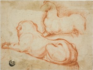Boceto de caballo y perro de Dirk Valkenburg