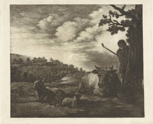 paisaje con un pastor de Dirk van der Toorn