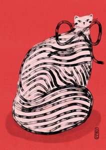 Gato caprichoso con rayas rojas de Dirkie Nell