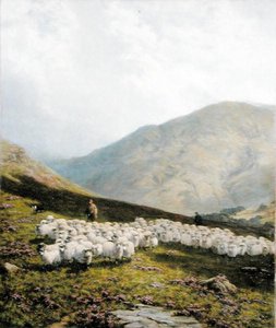 Pastor y oveja, Perthshire (óleo sobre lienzo)