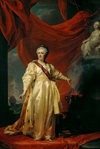 Retrato de Catalina II la Legisladora en el Templo Dedicado a la Diosa de la Justicia, principios de la década de 1780