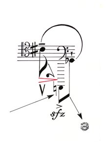 Héroe - rostro dibujado mediante notación musical