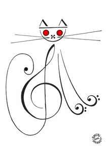 Gato musical - un gato dibujado utilizando notación musical