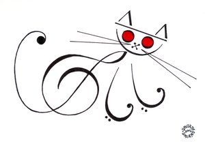 Gato musical - un gato dibujado utilizando notación musical