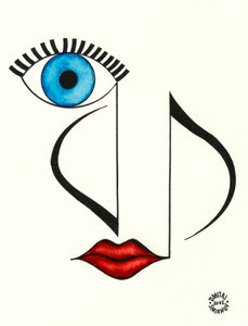 Cara musical: cara con un ojo y labios dibujados mediante notación musical.