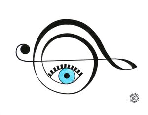Clave de sol - el símbolo musical dibujado como un ojo