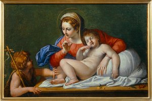 La Virgen y el Niño Jesús con San Juan Bautista, también conocido como El Silencio - Virgen María con el niño y San Juan Bautista ...