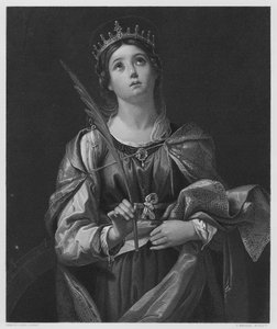 Santa Catalina, del cuadro en la Colección Real (grabado) de Domenichino