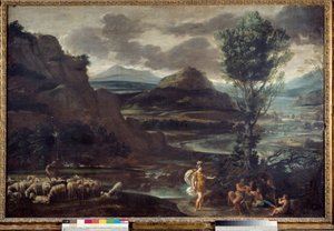 Herminie entre los pastores Ilustración de una escena de 