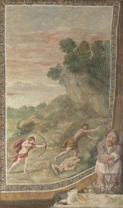 Apolo matando al cíclope Fresco de Villa Aldobrandini, 1617-1618 de Domenichino