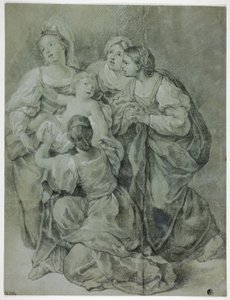 Grupo de cuatro mujeres y un niño de Domenichino