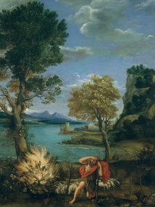 Paisaje con Moisés y la Zarza Ardiente de Domenichino