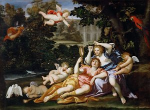 Rinaldo presenta a Armida con un espejo de Domenichino