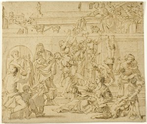 Santa Cecilia distribuyendo limosnas a los pobres de Domenichino
