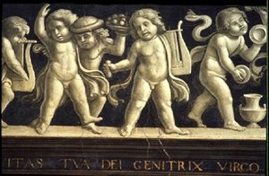 Friso de Querubines, del Nacimiento de la Virgen (detalle) de Domenico Ghirlandaio
