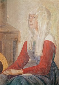 (detalle) Mujer de la Muerte de Santa Fina, 1482 de Domenico Ghirlandaio