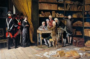 Buscando la casa de Eleonora Pimentel, pintura de Domenico Battaglia (1842-1921), óleo sobre lienzo de Domenico Battaglia